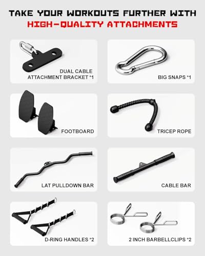 Wall Mount Cable Station, WM1 Cable Crossover Machine with 17 Positions, High and Low Cable Crossover Machine with Removable Footplate for Garage Home Gym - style: WM1 Cable Station RD