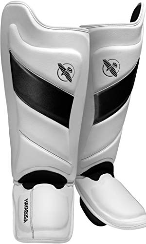 Hayabusa T3 Striking Shinguards - Men and Women | MMA Protection, Muay Thai Kickboxing, Sparring Pads, Martial Arts Gear, Adjustable Straps, Impact Padding, Elastic Fit - color: White/Black, size: Large