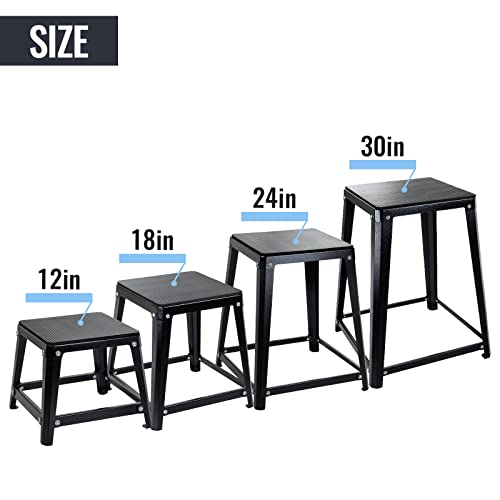 Plyometric Platform Box 12/18/20/24 Inch Fitness Exercise Jump Box Step for Fitting, Plyometric Box Jumping Exercise Training - color: Black set of 4