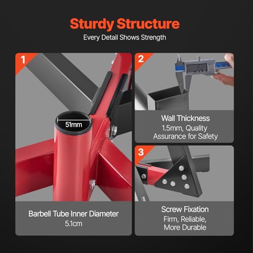 VEVOR Weight Plate Rack, Vertical Weight Plate Tree for 2-Inch Weight Plates, Standard Weight Plate Tree with Wheels, 1000 lbs Load Capacity Weight Storage Holder, Home Gym Barbell Rack Storage Stand - color: Black+Red, size: L Frame-24.8 X 32.5 IN