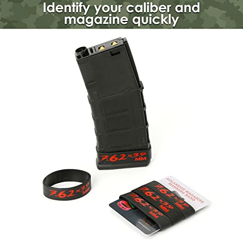 Aolamegs 5/10 Pack Magazine Bands - 5.56 Nato, 300 Blackout, 300 Subsonic, .223 Remington, .308 Winchester, 7.62x39 Magazine Marking Band, Durable Silicone Ammo Caliber Bands for Magazine Identification (2 Colors) - color: 7.62x39-blackred(5pcs)