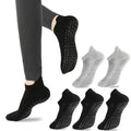 loudashuaiqi Grip Pilates Socks Non Slip Athletic Yoga Socks with Grips for Women Grippy socks for Hospital Workout Barre - style: Black*3grey*2