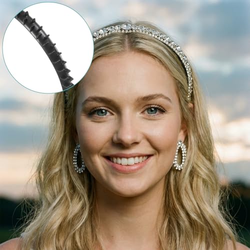 Larrel 10 Pcs Self-Adhesive Teeth Headband, 5MM Wide DIY Silicone Headband Teeth Strips, Anti-Slip Headbands with Teethes for Women Girls Hair Accessories DIY Craft