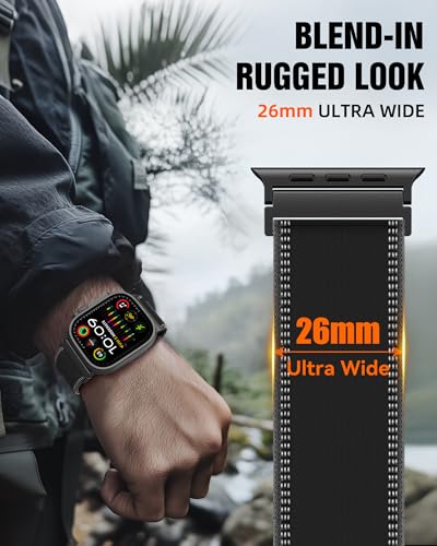Trail Loop Nylon Sport Band Compatible with Apple Watch Ultra 3 2 Band for Men 49mm 46mm 45mm 44mm 42mm, Rugged Breathable Sport Adjustable Strap for iwatch bands Series 11/10/9/8/7/6/5/4, SE 3 2 1 - color: Black3(Black)