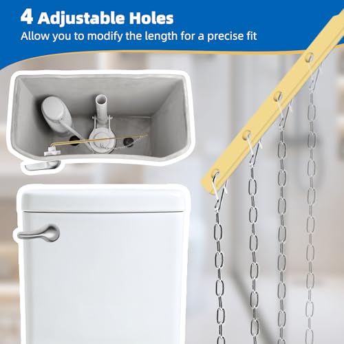 Hibbent Metal Front Mount Toilet Handle Replacement Kit, Chrome | Upgraded Metal Flush Lever, Universal Toilet Flush Handle Fit Front Tanks, Stainless Steel Flapper Chains, 4 Adjustable Holes - color: Chrome, style: Classic