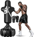 Punching Bag with Stand 70"-203lbs, Freestanding Heavy Boxing Bag Including 12OZ Boxing Gloves for Adult Youth Gift Selection Upgraded - color: Black Human form 70'' with Boxing Gloves and Wrist Guard