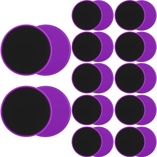 Wettarn 24 Pcs Core Sliders for Working Out Abdominal Exercise Gliding Discs Dual Sided Workout Disc Fitness Sliders Exercise Gear for Gym Floors Training Abdominal Core Strength - color: Purple