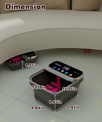 OOAMBB Collapsible Foot Spa with Heat, Bubble,Temp Control,Remote Control, Color Touch Screen Foot Bath Massager with 6 Massage Rollers,Foot Soaking Tub,Pedicure Foot spa for Stress Relief (Deep Grey) - color: Deep Grey