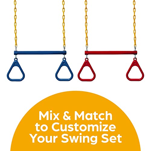 Jungle Gym Kingdom Swing Sets for Backyard, Monkey Bars & Swingset Accessories - Set Includes 18" Trapeze Swing Bar & 48" Heavy Duty Chain with Locking Carabiners - Outdoor Play Equipment (Red) - color: Red