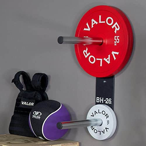 Valor Fitness Wall Mounted Weight Plate Storage Holder/Rack for Bumper Plates and Olympic Weight Plates - color: 4-Peg Rack -BH-26