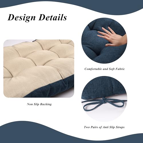 Indoor Bench Cushion for Indoor Furniture 48"x19" Navy 1 Pc | Thick, Stay in Place, Textured Fabric, for Entryway Window Shoe Storage and Kitchen Bench, Comfort Sitting, Upgrade Decor - color: Navy