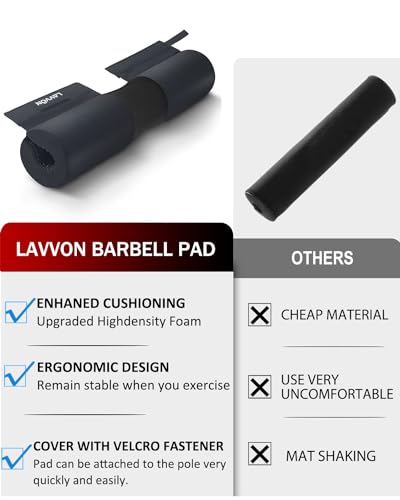 Barbell Squat Pad Set- Nylon Padding AntiSlip- Thick Foam Barbell Pad for Squats Cushion,Lunges&Bar Padding for Hip Thrusts -Standard Olympic Weight Bar Pad (Wrist Straps Weightlifting-Ankle Straps) - color: Black