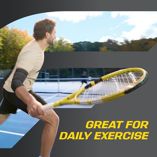 FUTURO Premium Compression Elbow Sleeve, with Wrap-Around Strap and Two Gel Pressure Pads, for Mild Tendonitis, Golfer’s Elbow, Tennis Elbow, Swelling, Sprains, and Strains, S/M - size: Small/Medium