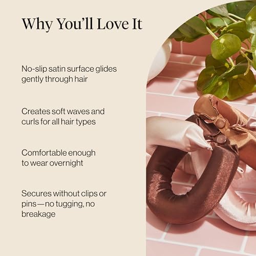 Kitsch Satin Jumbo Flexi Rods, Heatless Curling Rods - No Heat Curls Overnight, Comfortable Hair Curlers to Sleep In for Frizz-Free and No Heat Damage Styling - 4pcs, Rosewood - color: Rosewood, size: 1 Count (Pack of 4)