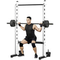Soozier Squat Rack with Pull-Up Bar, Adjustable Power Rack with Barbell Bar, Multi-Functional Steel Bench Press Rack for Home Gym Strength Training, Black - color: White