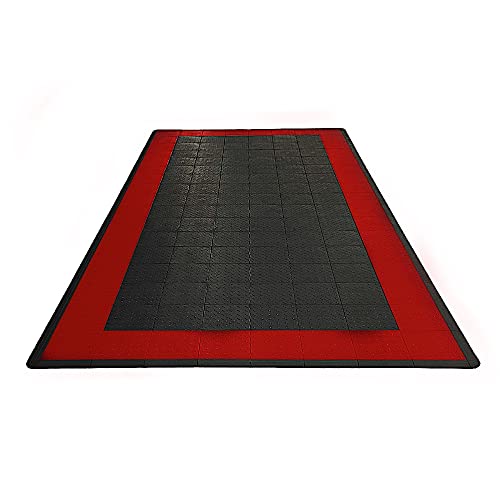 Speedway Garage Floor Mat Kit for 1-Car, Medium, Black/Red - color: Black/Red, size: Garage Kit - 1-Car