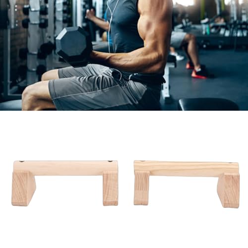 banapoy 2Pcs Parallettes Push Up Bar, Wooden Parallettes Handle Stands Grip Body Strength Training, Push Up Stand with Anti Slip Pad, Balance Beam Exercise for Men Strength Training - size: 20cm