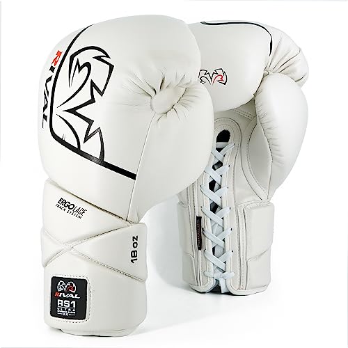 RIVAL Boxing RS1 2.0 Ultra Pro Sparring Gloves, Lace-up Closure - Super-Resistant Microfiber, Soft Inner Lining, and High-Density Padding - color: White, size: 18 oz.