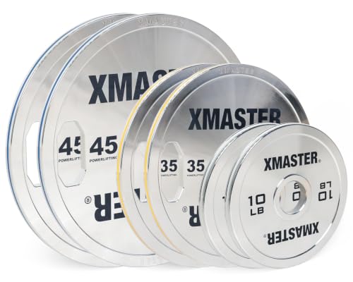 XMASTER FITNESS Hand Grip Chrome Steel Plates - size: 160LB Set: 1 Pair of each: 10/25/45LB