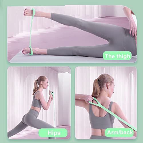 Figure 8 Resistance Band, Arm Back Shoulder Exercise Elastic Rope Stretch Fitness Band, Foot, Leg, Hand Stretcher, Arm Exerciser for Yoga Pilates Stretching Physical Therapy, Home Gym Workout - color: Green