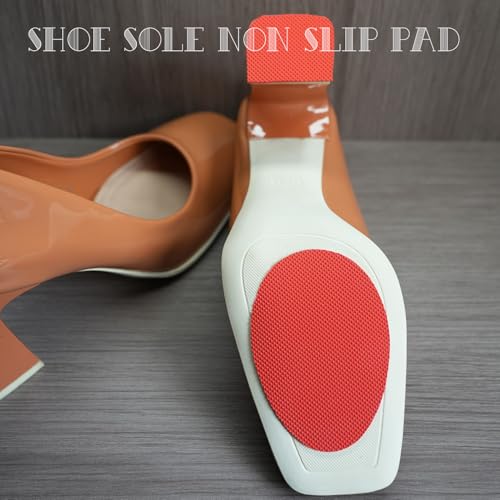 UNIKSTEP 6 Pairs (12 Pieces) Shoe Sole Non Slip Pads, Anti Skid Self Adhesive Rubber Grips, Shoe Bottom Front Sole and Heel Noise Reduction Protector Cushions (Red) - color: Red