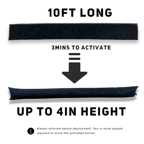 10FT Water Activated Flood Barriers for Home Door, Sandless Sand Bags for Anti Flood Control | Alternative Sandbag for Rain Protection, Absorbent Prevention for Garage & Basement (10FT-2PACK) - size: 10FT(2-PACK)