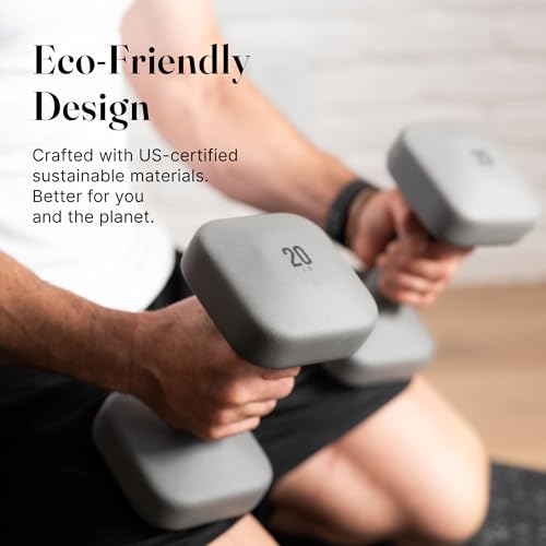 WeGym SafeGrip Square Dumbbells with Anti Slip Handles, Aesthetic Free Weights for Home Workouts, Stable Design Prevents Rolling during Floor Exercises - color: Slate, style: 2LB Pair
