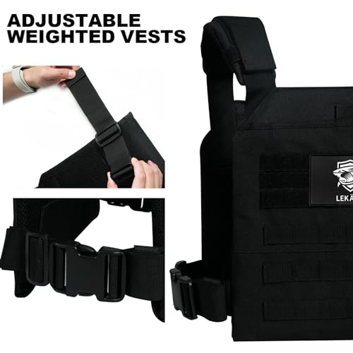 Adjustable Weighted Vest for Men Women – Tactical Vest for Rucking, HIIT & CrossFit, Fits 10x12 Plates, 600D Breathable Weight Vest & Exercise Vest for Strength Training, Weights Not Included - color: Black-1