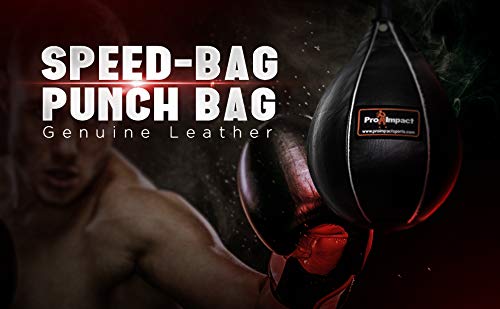 Leather Speed Bag – Rapid Rebound Pear-Shaped Punching Ball with Durable Latex Bladder for Boxing, MMA & Home Gym - color: Black, size: M - 7"x10"
