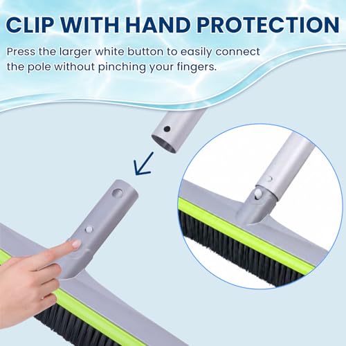 Sepetrel 17.5" Pool Brush Head for Cleaning Walls,Heavy Duty Inground/Above Ground Swimming Pool Scrub Brushes with Premium Strong Bristle & Reinforced Aluminium Back - size: Curved Edge for Walls