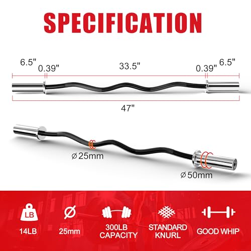 Olympic Barbell Weight Bar for Weightlifting, Bench Press Bar 7ft/6ft/5ft for Strength Training, Rated 500lbs/400lbs/330lbs Weight Capacity - color: 4ft-Black-330lb