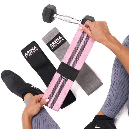 Arena Strength Fabric Booty Bands - Fabric Exercise Bands for Legs and Butt | Fabric Resistance Bands | Hip Resistance Bands with Workout Guide and Carry Case