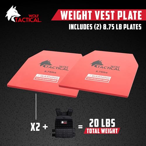 WOLF TACTICAL Weight Vest Plates - 5.75/8.75/14.5/19.75LB Pairs - WODs, Strength Training, Running, Heavy Workouts - color: 8.75LB Plates