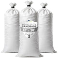 Heavy Duty Sand Bags Pack of 3, White Empty Sandbags with Built-In Ties, Woven Polypropylene UV Protection 1600 Hours, Fillable Bags for Flood Control, Weight, 38x18 inches, 90 Pounds Volume