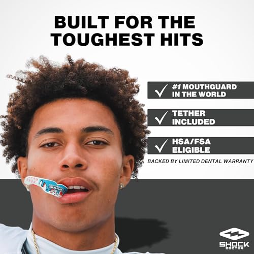 Shock Doctor Gel Max Power Sports Mouth Guard, Flavored Sports Mouthguard for Football, Lacrosse, Hockey, Basketball, Flavored Mouth Guard, Youth & Adult, Adult, Kool-Aid Grape OSFA