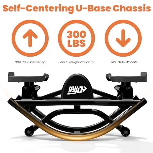 YYJO Rock Stepper with Mat and Resistance Bands | Side to Side Rocking Fitness, Low-Impact Quiet Balance Board, Cardio Exercise Equipment, Home Office or Recovery