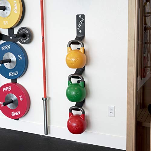 PRx Performance USA MADE Kettlebell Storage Holders, Wall Mounted Kettle Bell Holder Hanger, Space Saving Home or Commercial Gym Accessory, Thick Steel with Black Powder Coating - color: 2 Storages