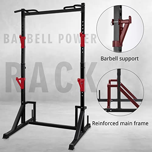 CANPA Multifunction Power Rack with Pull up Bar, Heavy Capacity and Adjustable Squat Stand Rack for Home Gym Equipment, Power Rack Cage - color: Black