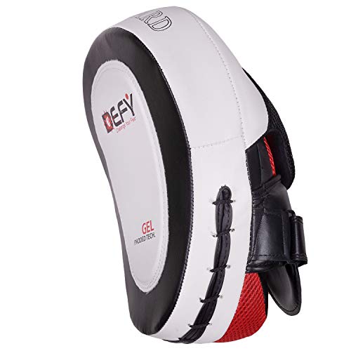 DEFY Gel Padded Punch Mitts Boxing Pads Focus Mitts Punching MMA Hook and Jab Curved Training Kickboxing, Striking, Muay Thai Martial Arts Focus Pad
