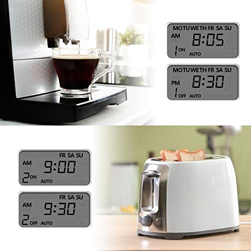 BN-LINK Digital Outlet Timer for Light, 7 Days Programmable Timer for Lamps | Single Plug In Timer for Electrical Outlets Indoor, 8 ON/OFF Programs, 3 Prong Grounded Oultet, Vacation Mode, ETL Listed - color: 3-prong Outlet(front)