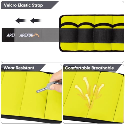 APEXUP Adjustable Ankle Weights for Women and Men, Modularized Leg Weight Straps for Yoga, Walking, Running, Aerobics, Gym, Physical Therapy - color: Yellow, size: 5 lbs x2