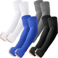 ROXUN Arm Sleeves with Thumb Hole, Cooling UV Sun Protection Compression Tattoo Cover Up for Men/Women - color: 4 Pairs - Black+white+dark Gray+blue
