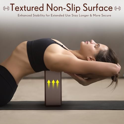 RoundFunny 4 Pack Yoga Blocks Non Slip Pilates Brick Foam Blocks Pilates Dance Gymnastics Workout Fitness Props Tool for Stretching Meditation and Exercise - color: Brown