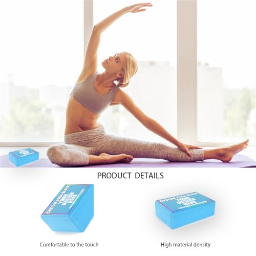 Custom Yoga Blocks with Image Text Logo Eva Foam Lightweight Yoga Bricks for Yoga Pilates Stretching Meditation Dance Yoga Accessories - color: Sky Blue