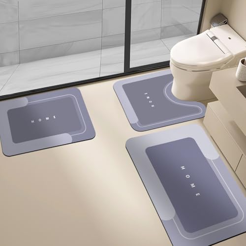Housego Absorbent Bath Mat, Quick Dry Bath Rug, Non-Slip, 3PCS, Blue | 3PCS Absorbent Bath Mat Magic Rug Sets; Quick Drying Bath Mat Non-Slip Floor Rug Rubber Backed for Bathroom Kitchen Shower - color: Blue, size: 3 PCS
