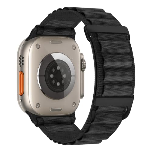 Alpine Loop Compatible with Apple Watch 3 Band 49mm 46mm 45mm 44mm 42mm 41mm 40mm 38mm Men Women, Nylon Sport Loop for Apple Watch Ultra 2/1 iWatch Series 11 10 9 8 7 6 5 4 3 2 1 SE - color: Black/Black