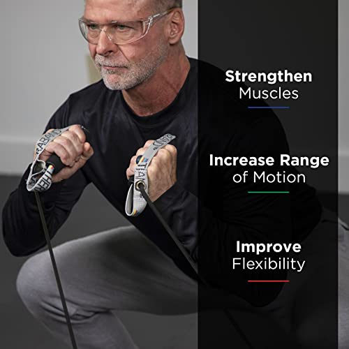 THERABAND Resistance Tubing with Handles, Black, Special Heavy Level, 50" Latex Stretch Resistance Bands for Exercise, Professional Workout Bands for Upper & Lower Body, Color-Coded Levels - color: Black - Special Heavy