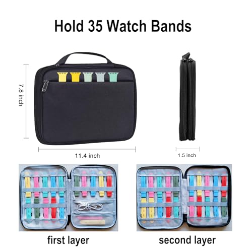 Watch Band Storage Organizer Compatible with 35 Watch Bands and Accessories Portable Watch Band Case