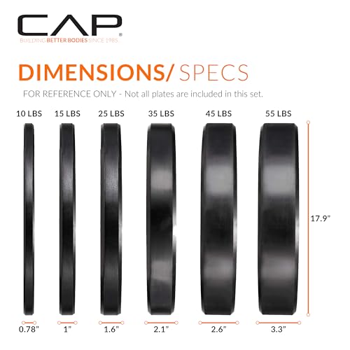CAP 2-inch Olympic Bumper Plate Weight Set | 100-370 lbs | Multiple Colors | Storage Rack Optional - size: 160 lb - Set with Compact Rack, style: ECONOMY