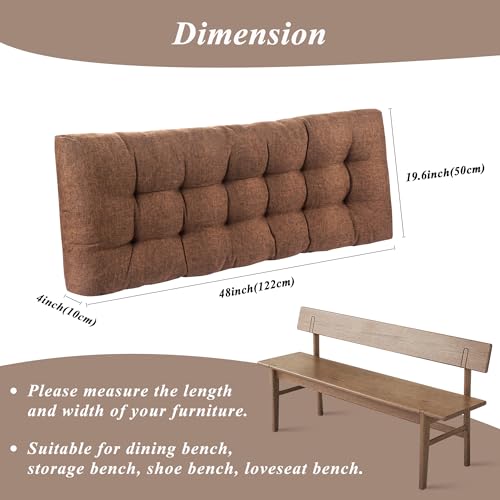 Indoor Bench Cushion for Indoor Furniture 48"x19" Lightbrown 1 Pc | Thick, Stay in Place, Textured Fabric, for Entryway Window Shoe Storage and Kitchen Bench, Comfort Sitting, Upgrade Decor - color: Light Brown